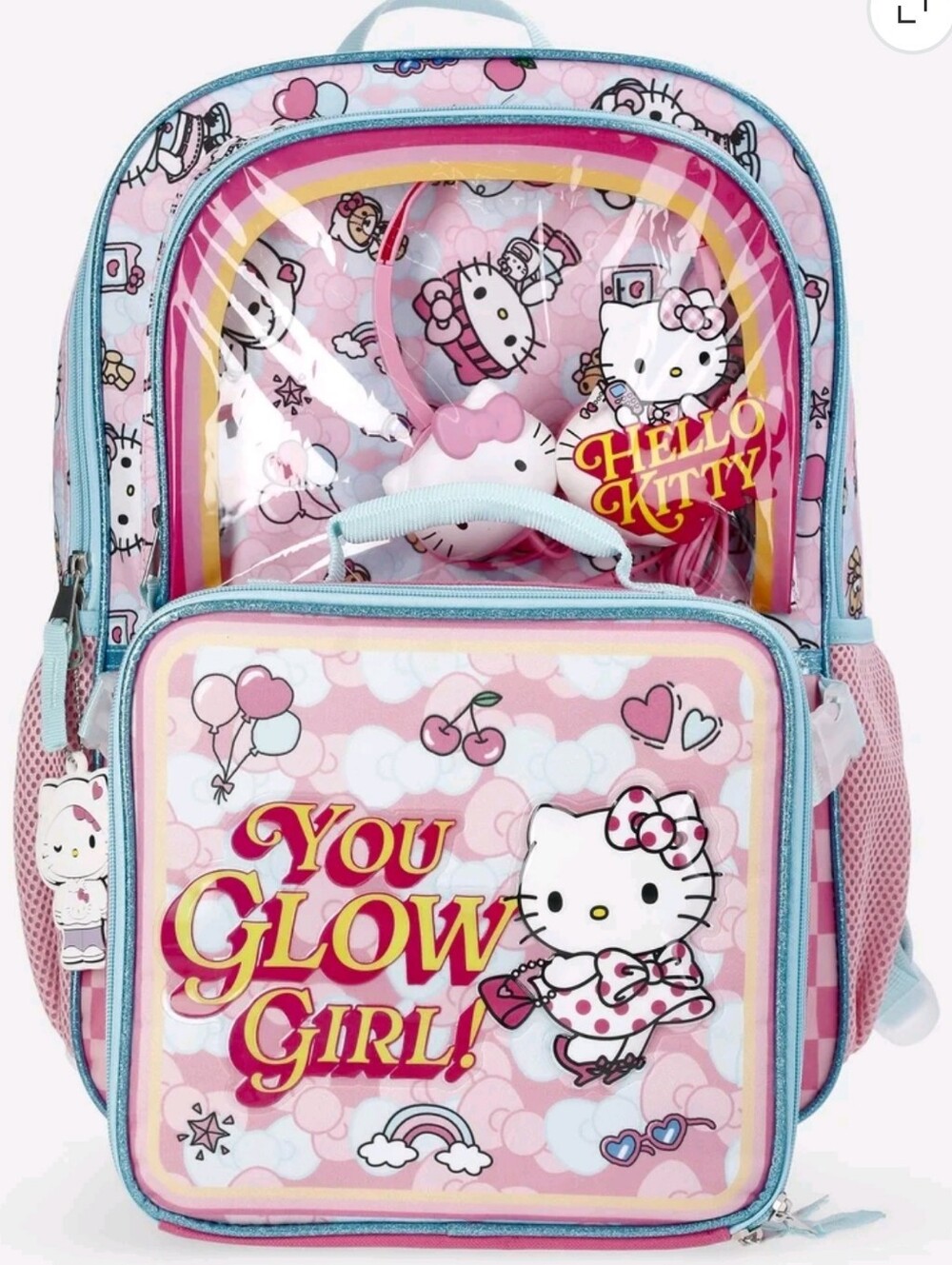 Hello Kitty Girls 17" Backpack Set with Headphones & Lunch Box, 3- 1